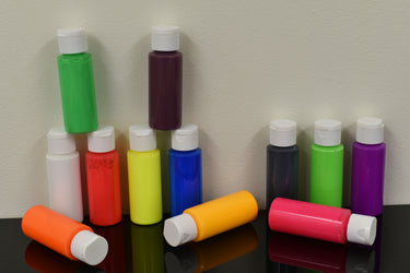 Blacklight Reactive Fluorescent Acrylic Paints 12 Pack 2 Ounce Bottles